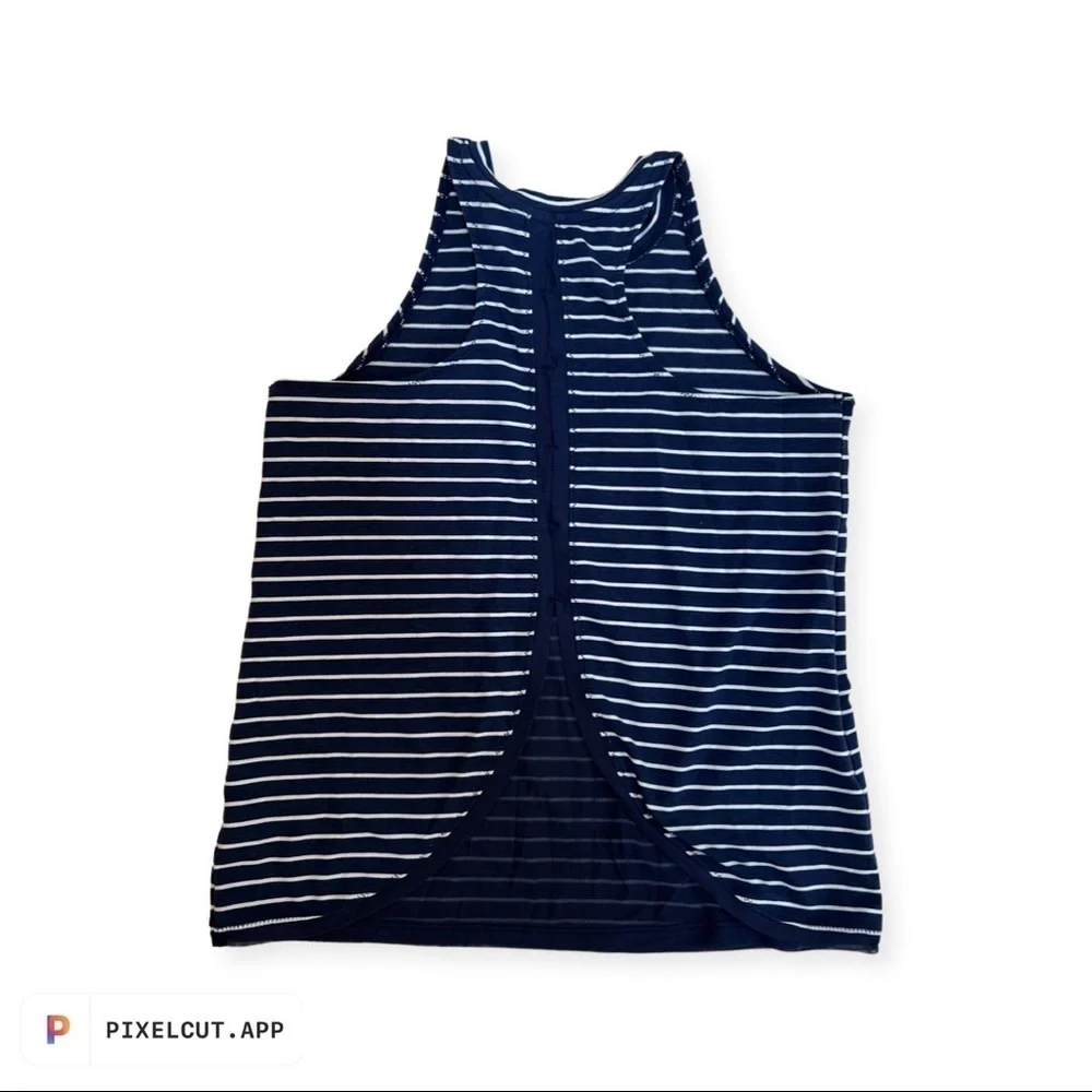 Athleta Girl navy & white striped tank top size large (10)